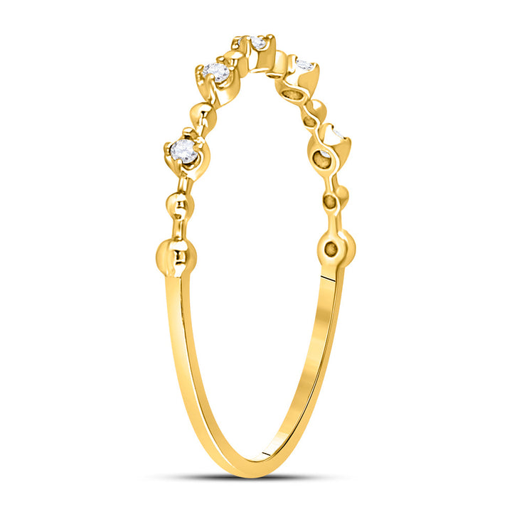 10kt Yellow Gold Womens Round Diamond Bead Dot Stackable Ring 1/20 Cttw 7 Daisy Joyeria
