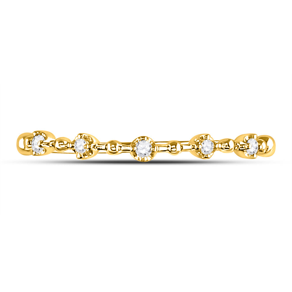 10kt Yellow Gold Womens Round Diamond Bead Dot Stackable Ring 1/20 Cttw 7 Daisy Joyeria
