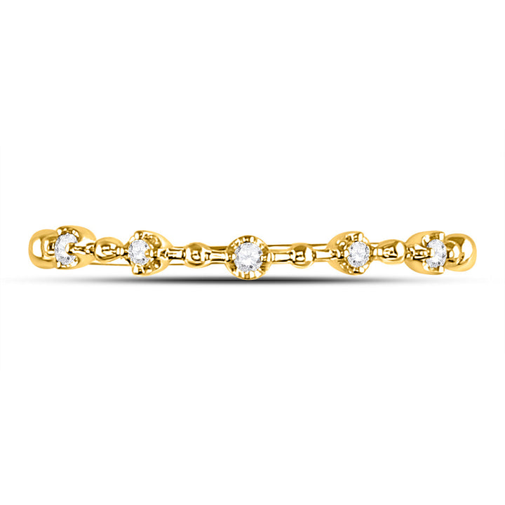 10kt Yellow Gold Womens Round Diamond Bead Dot Stackable Ring 1/20 Cttw 7 Daisy Joyeria