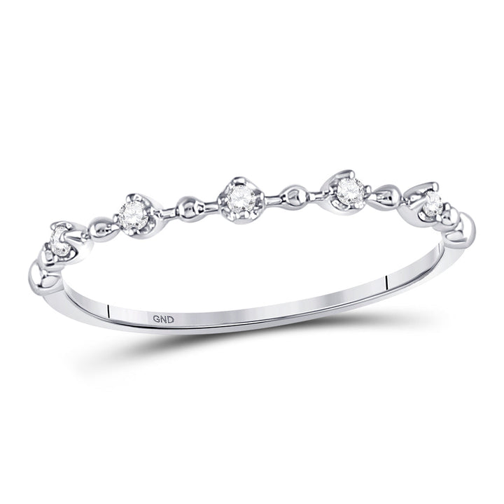 10kt White Gold Womens Round Diamond Bead Dot Stackable Ring 1/20 Cttw 7 Daisy Joyeria