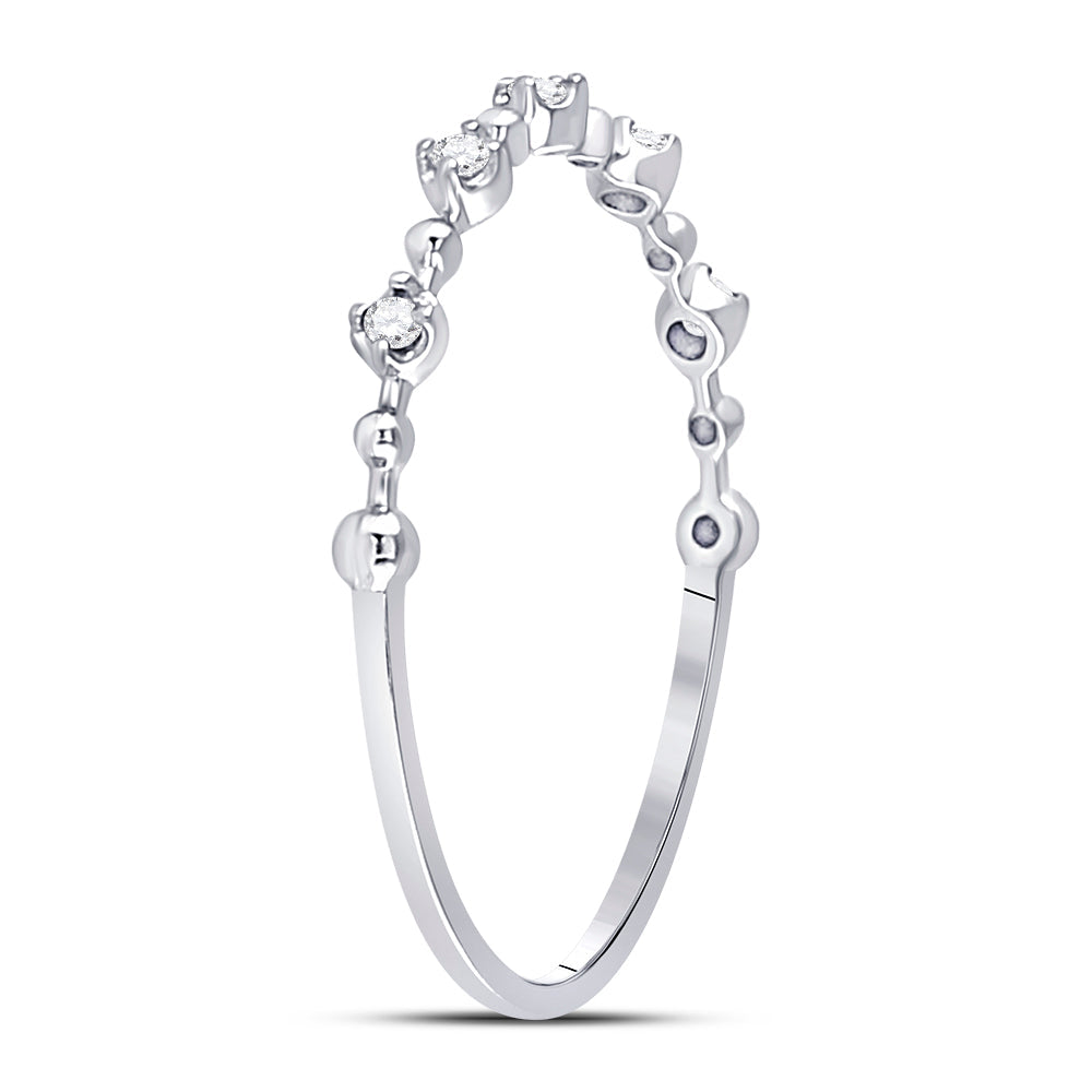 10kt White Gold Womens Round Diamond Bead Dot Stackable Ring 1/20 Cttw 7 Daisy Joyeria
