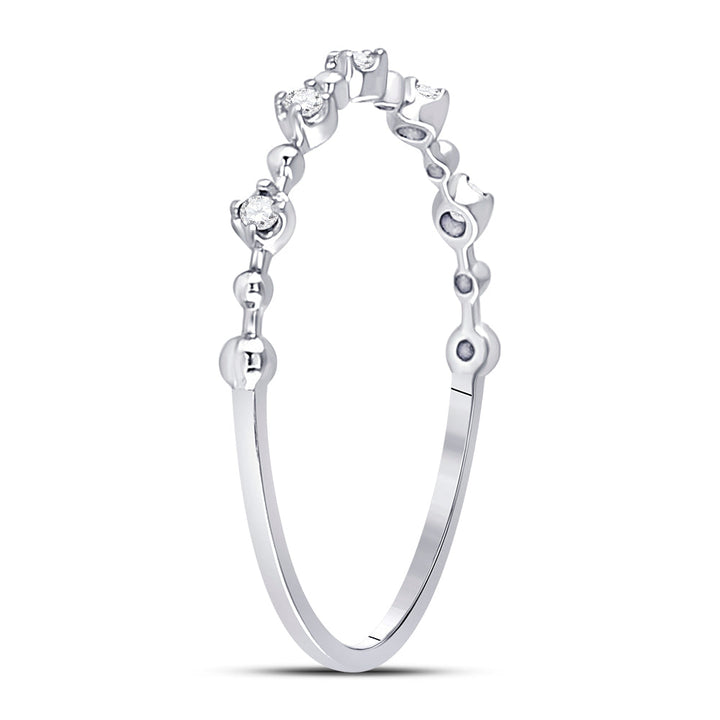 10kt White Gold Womens Round Diamond Bead Dot Stackable Ring 1/20 Cttw 7 Daisy Joyeria
