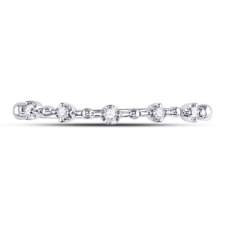 10kt White Gold Womens Round Diamond Bead Dot Stackable Ring 1/20 Cttw 7 Daisy Joyeria