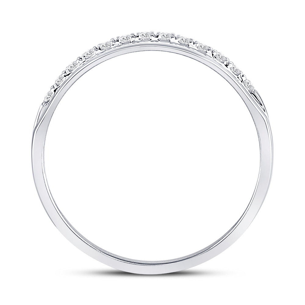 14kt White Gold Mens Machine Set Round Diamond Wedding Band Ring 1/5 Cttw 10 Daisy Joyeria