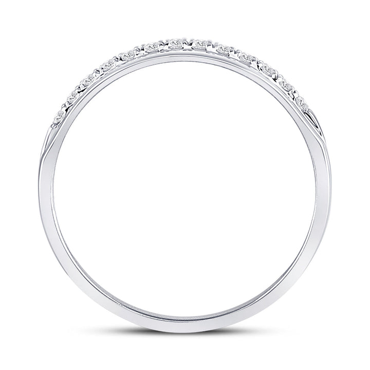 14kt White Gold Mens Machine Set Round Diamond Wedding Band Ring 1/5 Cttw 10 Daisy Joyeria
