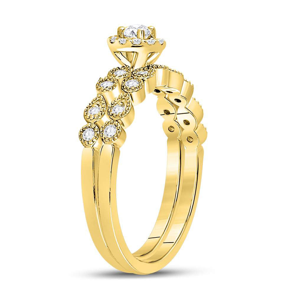 10kt Yellow Gold Womens Round Diamond Stackable Bridal Wedding Engagement Ring Band Set 1/3 Cttw 7 Daisy Joyeria