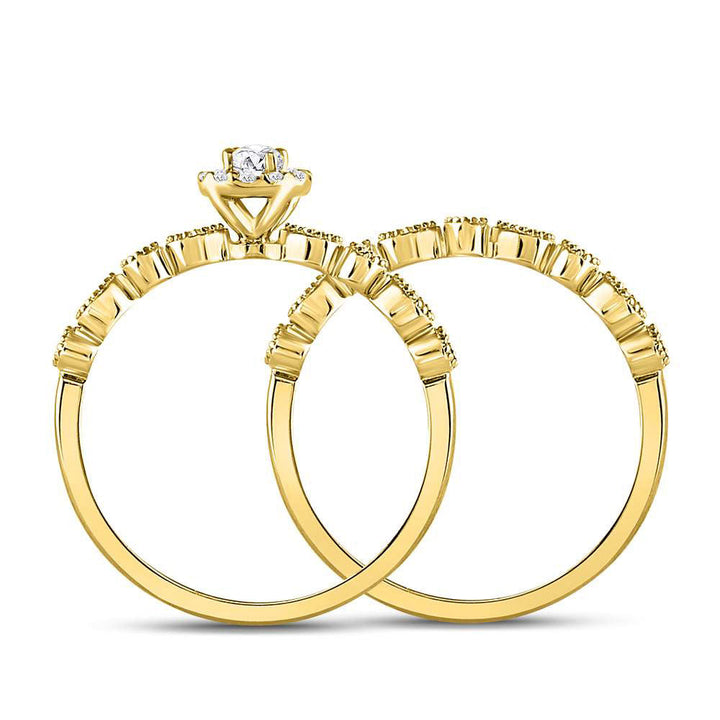 10kt Yellow Gold Womens Round Diamond Stackable Bridal Wedding Engagement Ring Band Set 1/3 Cttw 7 Daisy Joyeria