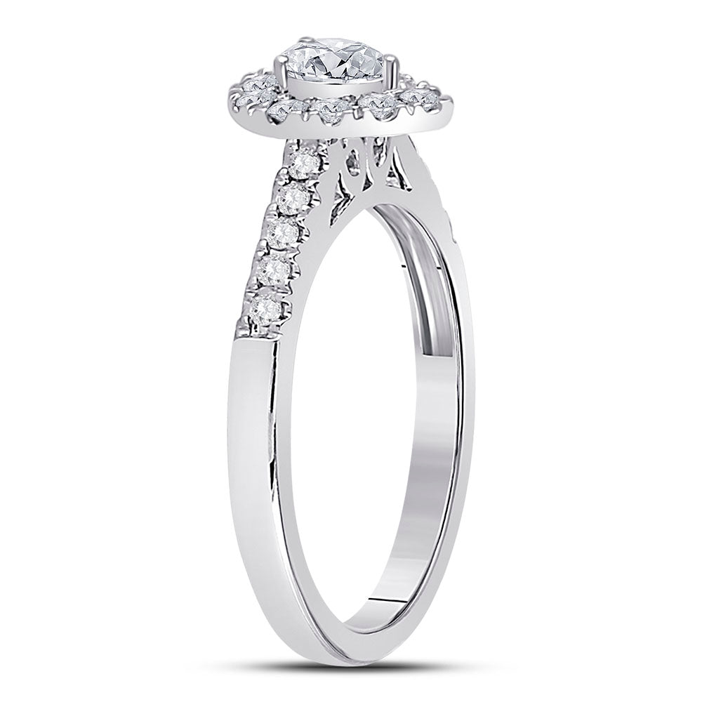 14kt White Gold Womens Pear Diamond Solitaire Bridal Wedding Engagement Ring 1/2 Cttw (Certified) 7 Daisy Joyeria