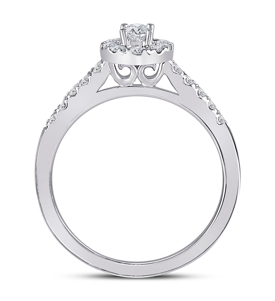 14kt White Gold Womens Pear Diamond Solitaire Bridal Wedding Engagement Ring 1/2 Cttw (Certified) 7 Daisy Joyeria