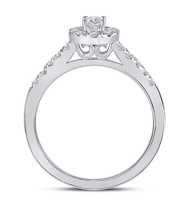 14kt White Gold Womens Pear Diamond Solitaire Bridal Wedding Engagement Ring 1/2 Cttw (Certified) 7 Daisy Joyeria