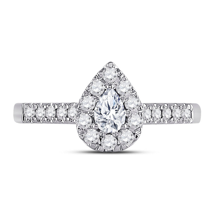 14kt White Gold Womens Pear Diamond Solitaire Bridal Wedding Engagement Ring 1/2 Cttw (Certified) 7 Daisy Joyeria
