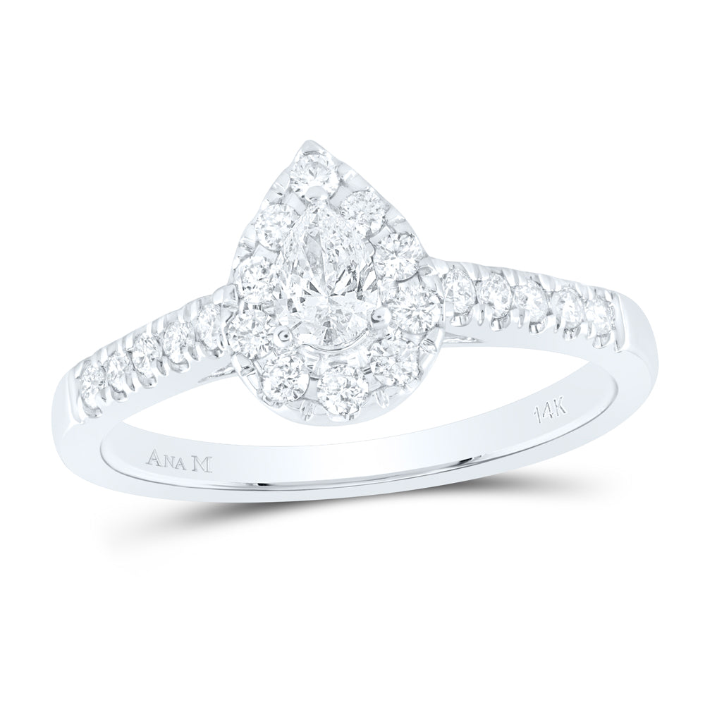 14kt White Gold Womens Pear Diamond Solitaire Bridal Wedding Engagement Ring 1/2 Cttw (Certified) 7 Daisy Joyeria