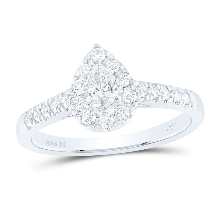 14kt White Gold Womens Pear Diamond Solitaire Bridal Wedding Engagement Ring 1/2 Cttw (Certified) 7 Daisy Joyeria