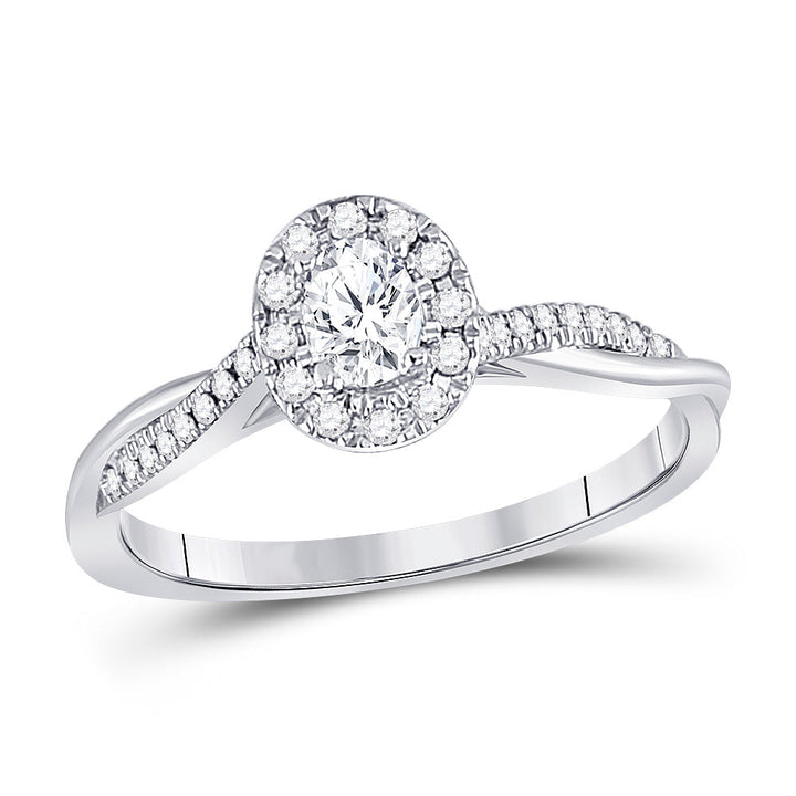 14kt White Gold Womens Oval Diamond Solitaire Bridal Wedding Engagement Ring 1/3 Cttw (Certified) 7 Daisy Joyeria