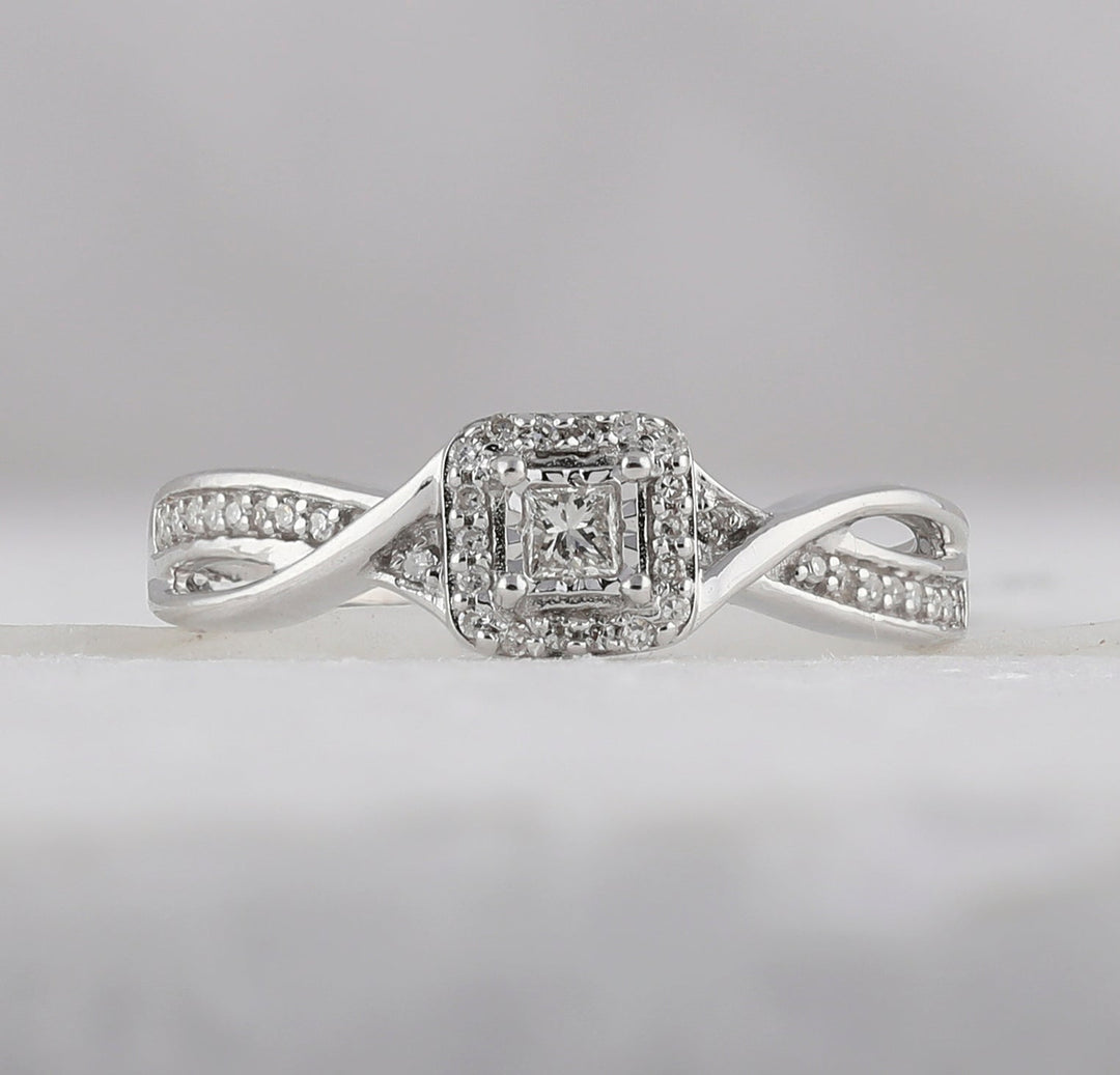 Sterling Silver Womens Princess Diamond Solitaire Promise Bridal Ring 1/8 Cttw 7 Daisy Joyeria