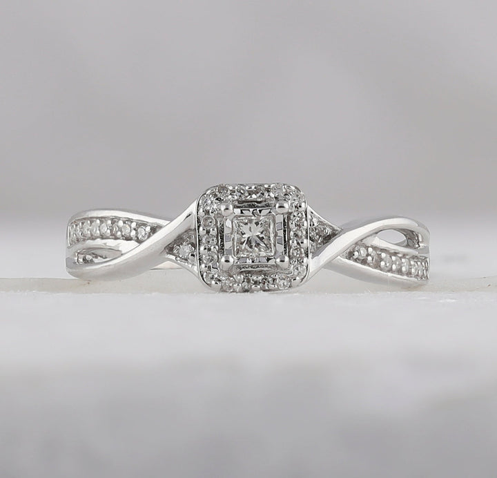 Sterling Silver Womens Princess Diamond Solitaire Promise Bridal Ring 1/8 Cttw 7 Daisy Joyeria