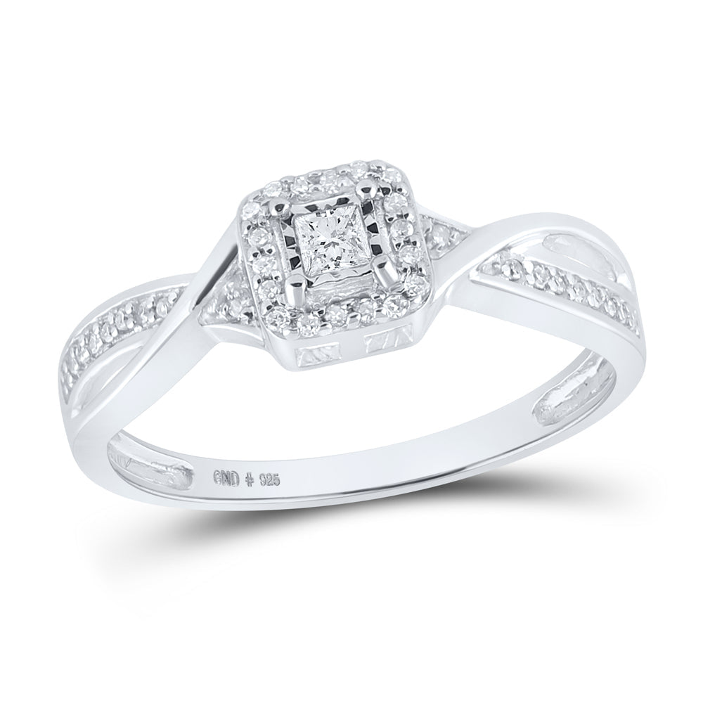 Sterling Silver Womens Princess Diamond Solitaire Promise Bridal Ring 1/8 Cttw 7 Daisy Joyeria