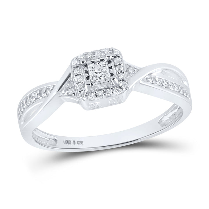 Sterling Silver Womens Princess Diamond Solitaire Promise Bridal Ring 1/8 Cttw 7 Daisy Joyeria