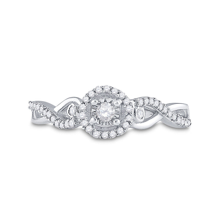 Sterling Silver Womens Round Diamond Halo Promise Bridal Ring 1/5 Cttw 7 Daisy Joyeria