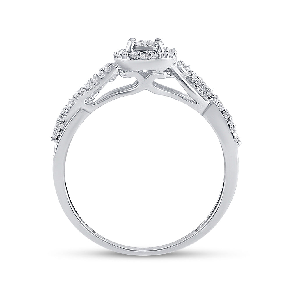 Sterling Silver Womens Round Diamond Halo Promise Bridal Ring 1/5 Cttw 7 Daisy Joyeria
