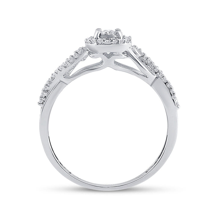 Sterling Silver Womens Round Diamond Halo Promise Bridal Ring 1/5 Cttw 7 Daisy Joyeria