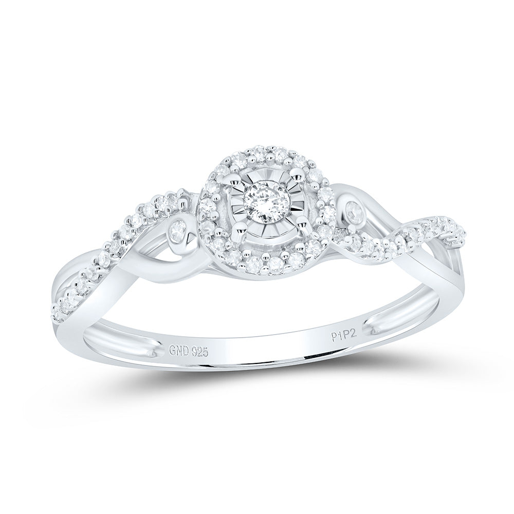 Sterling Silver Womens Round Diamond Halo Promise Bridal Ring 1/5 Cttw 7 Daisy Joyeria