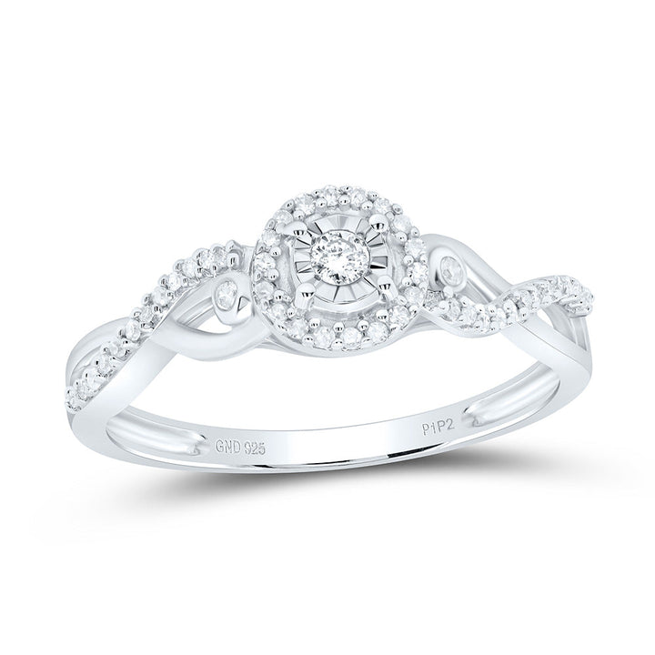 Sterling Silver Womens Round Diamond Halo Promise Bridal Ring 1/5 Cttw 7 Daisy Joyeria