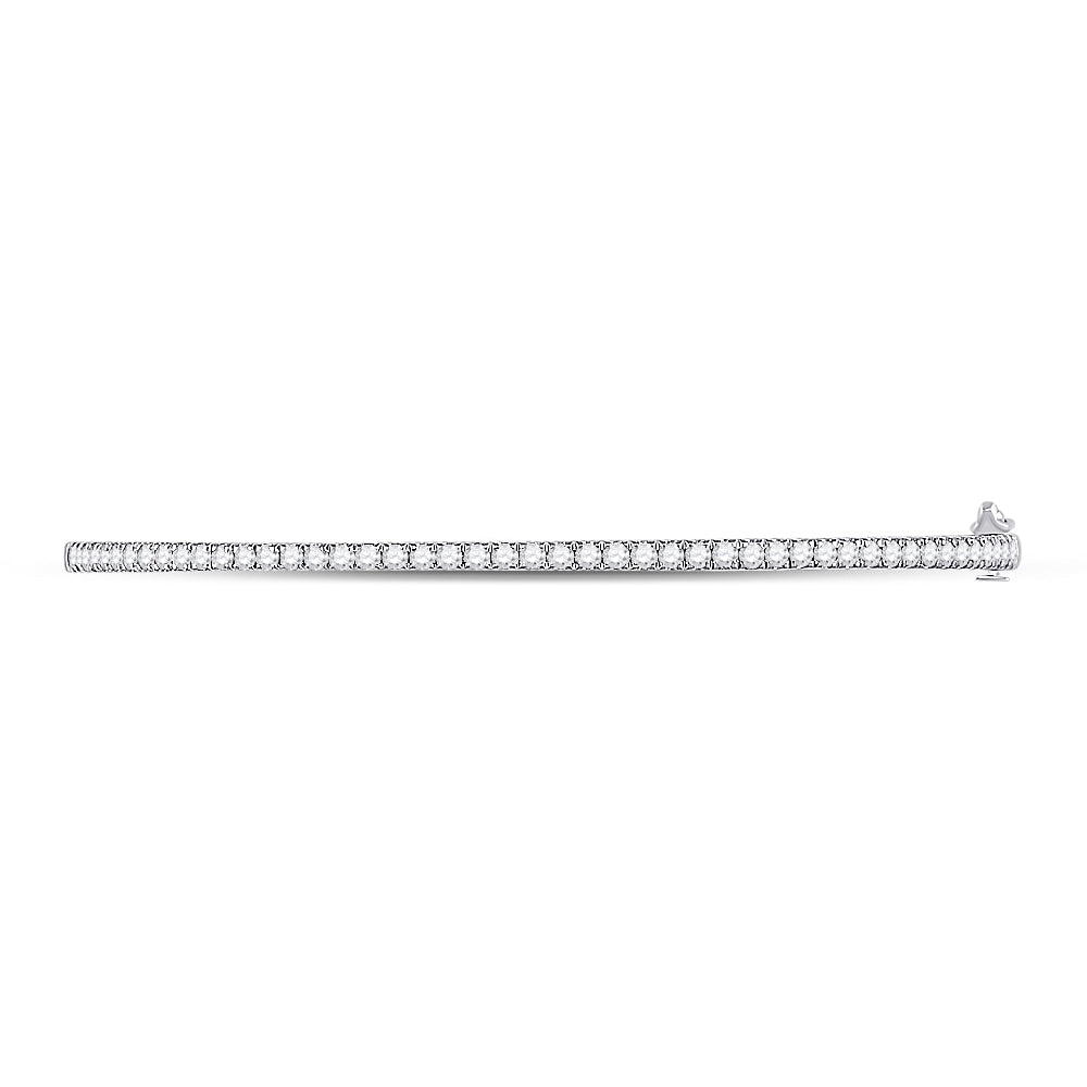 14kt White Gold Womens Round Diamond Classic Bangle Bracelet 1.00 Cttw Daisy Joyeria