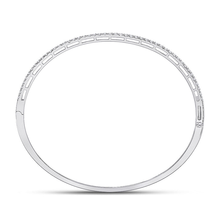 14kt White Gold Womens Round Diamond Classic Bangle Bracelet 1.00 Cttw Daisy Joyeria