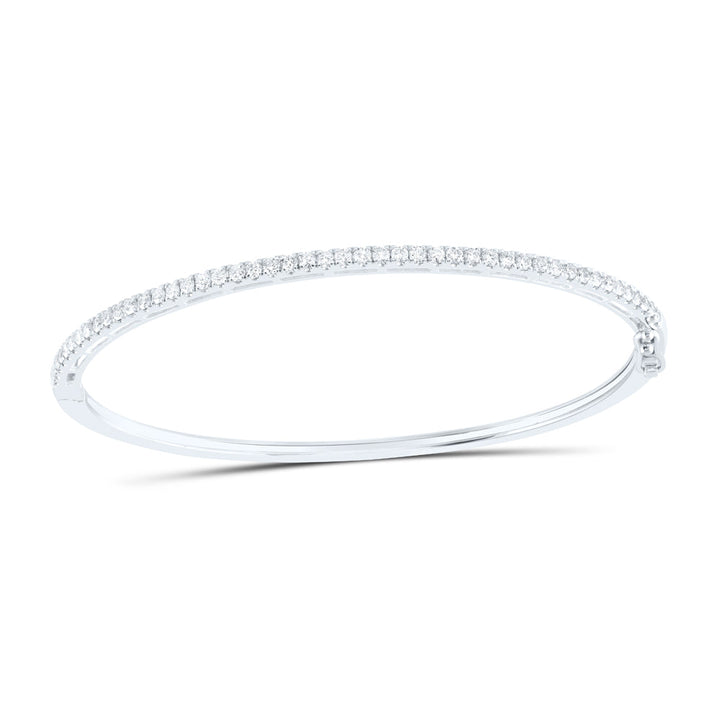14kt White Gold Womens Round Diamond Classic Bangle Bracelet 1.00 Cttw Daisy Joyeria