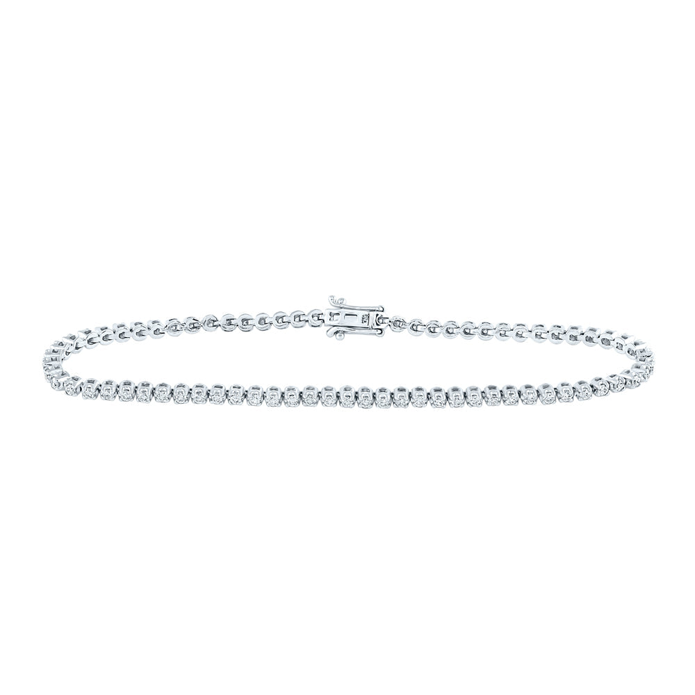 10kt White Gold Womens Round Diamond Classic Tennis Bracelet 1.00 Cttw Daisy Joyeria