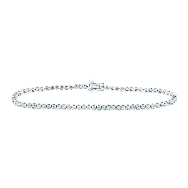 10kt White Gold Womens Round Diamond Classic Tennis Bracelet 1.00 Cttw Daisy Joyeria