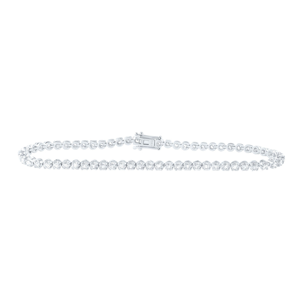 10kt White Gold Womens Round Diamond Classic Tennis Bracelet 2.00 Cttw Daisy Joyeria