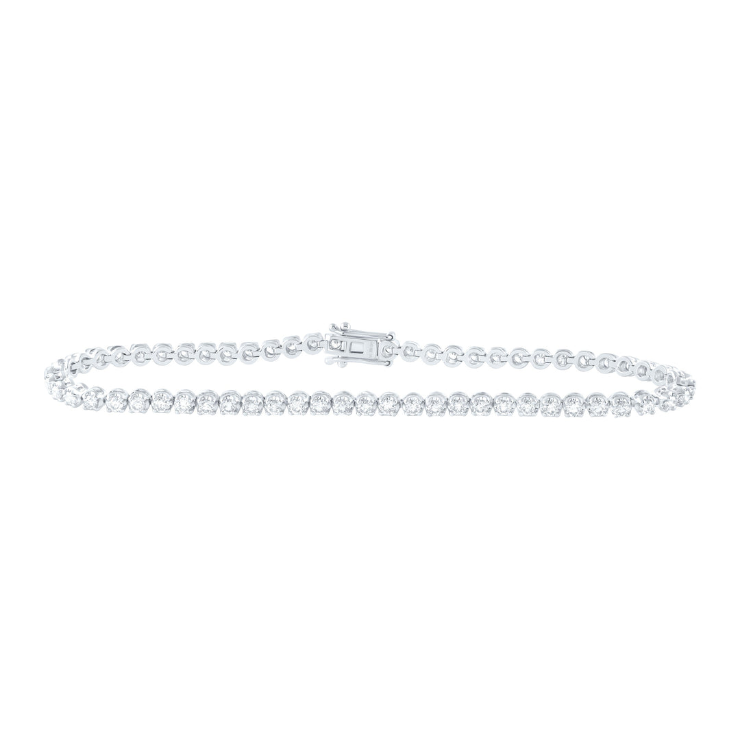 10kt White Gold Womens Round Diamond Classic Tennis Bracelet 2.00 Cttw Daisy Joyeria