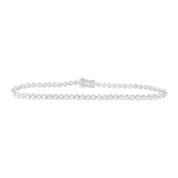 10kt White Gold Womens Round Diamond Classic Tennis Bracelet 2.00 Cttw Daisy Joyeria