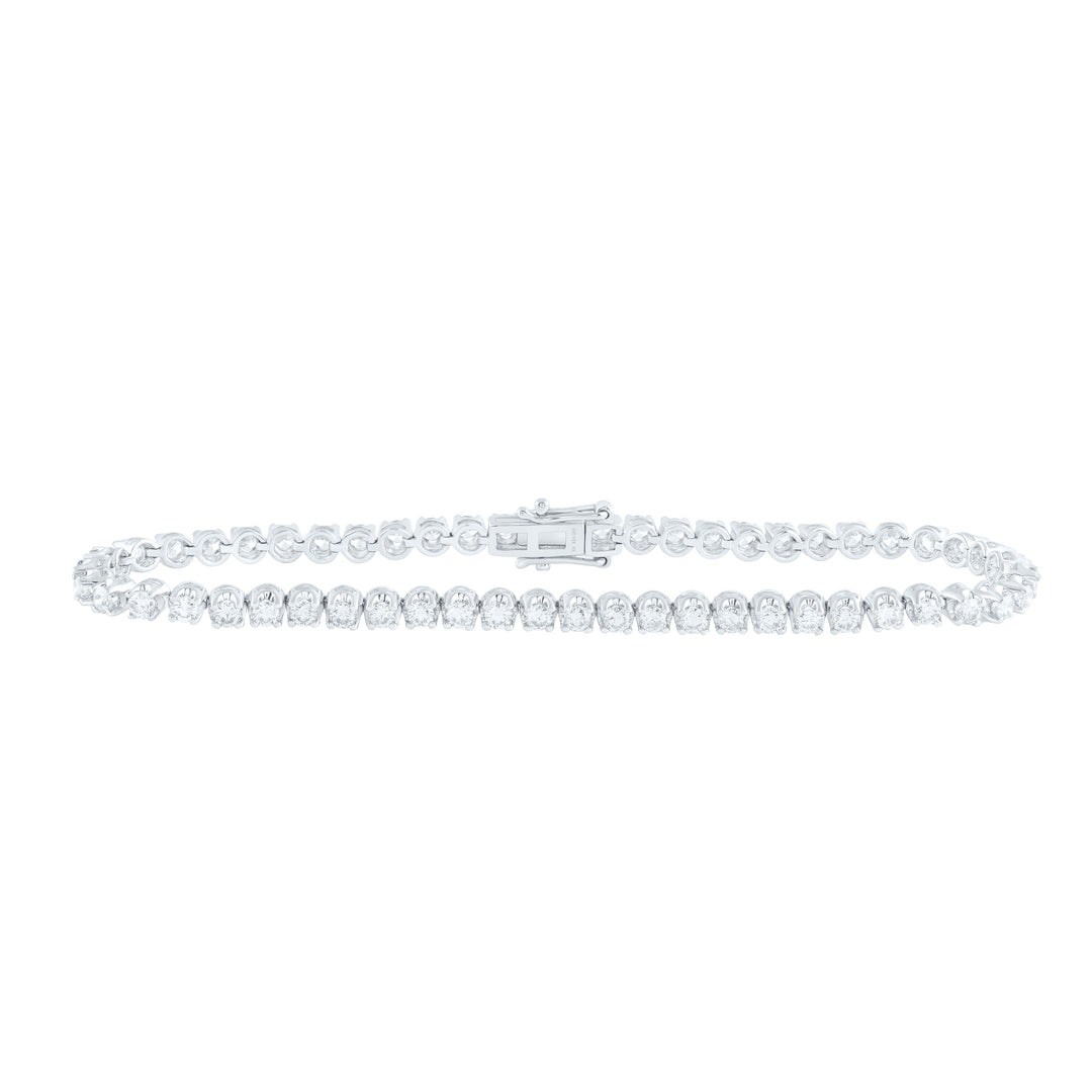 14kt White Gold Womens Round Diamond Timeless Tennis Bracelet 3.00 Cttw Daisy Joyeria