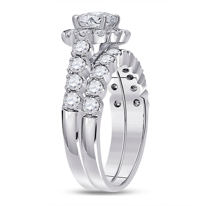 14kt White Gold Womens Round Diamond Bridal Wedding Engagement Ring Band Set 2.00 Cttw (Certified) 7 Daisy Joyeria