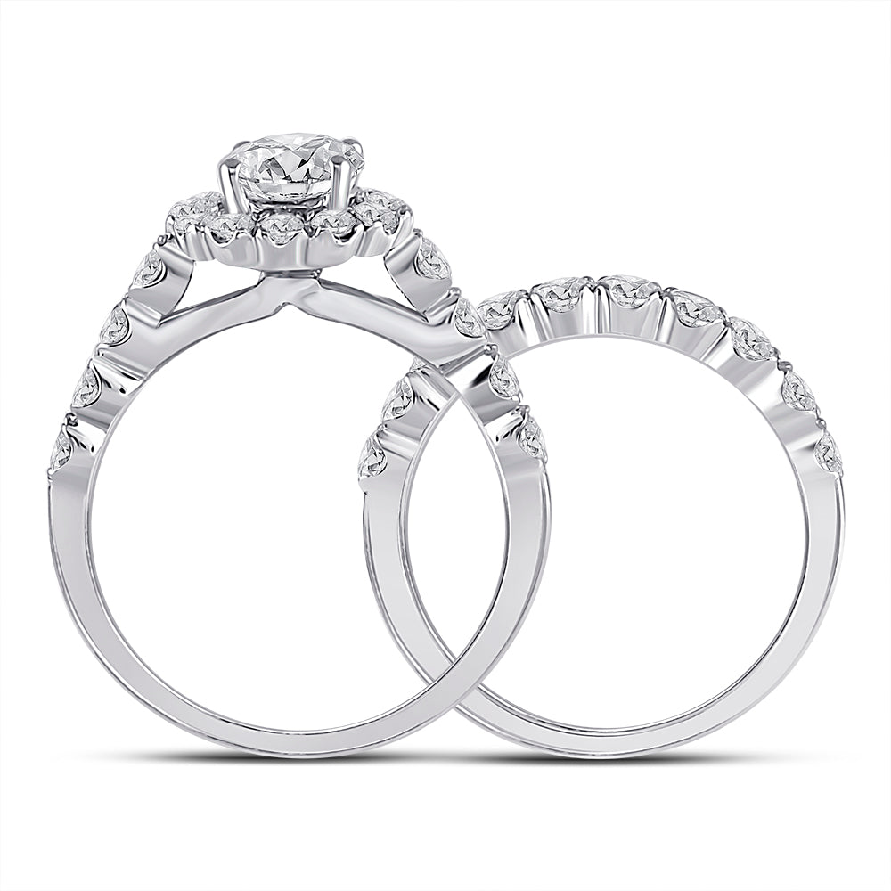 14kt White Gold Womens Round Diamond Bridal Wedding Engagement Ring Band Set 2.00 Cttw (Certified) 7 Daisy Joyeria