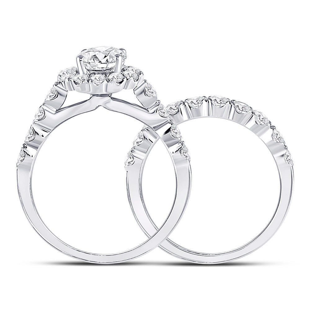 14kt White Gold Womens Round Diamond Bridal Wedding Engagement Ring Band Set 2.00 Cttw (Certified) 7 Daisy Joyeria