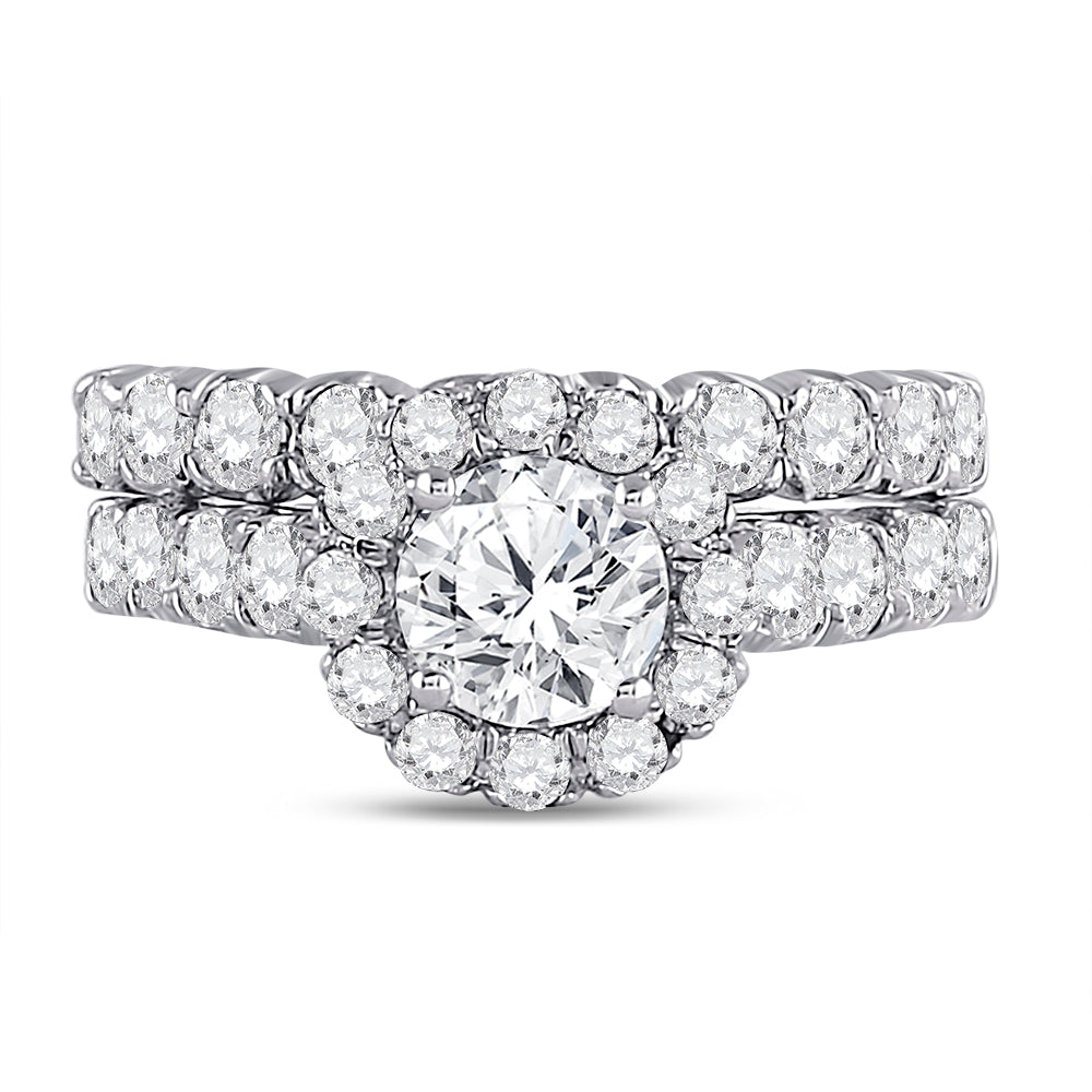 14kt White Gold Womens Round Diamond Bridal Wedding Engagement Ring Band Set 2.00 Cttw (Certified) 7 Daisy Joyeria