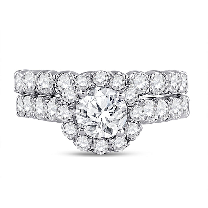 14kt White Gold Womens Round Diamond Bridal Wedding Engagement Ring Band Set 2.00 Cttw (Certified) 7 Daisy Joyeria