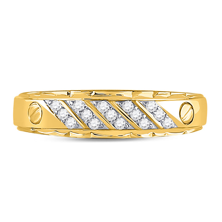 10kt Yellow Gold Mens Round Diamond Wedding Band Ring 1/5 Cttw 10 Daisy Joyeria