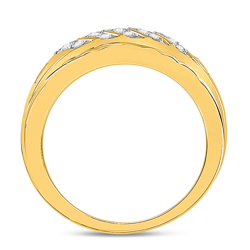 10kt Yellow Gold Mens Round Diamond Wedding Band Ring 1/5 Cttw 10 Daisy Joyeria