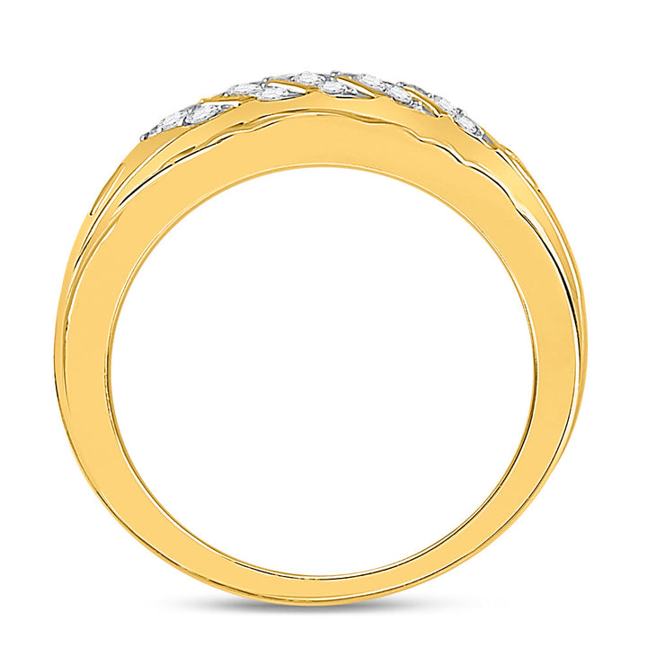 10kt Yellow Gold Mens Round Diamond Wedding Band Ring 1/5 Cttw 10 Daisy Joyeria