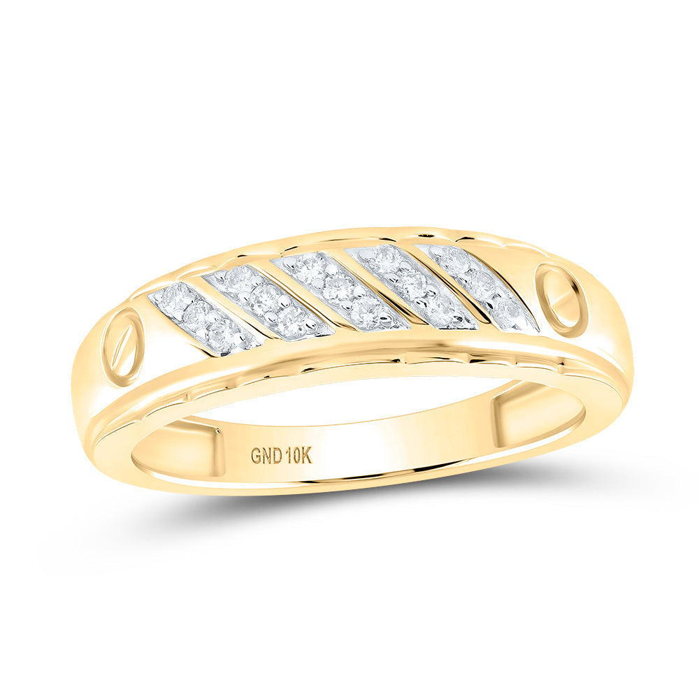 10kt Yellow Gold Mens Round Diamond Wedding Band Ring 1/5 Cttw 10 Daisy Joyeria