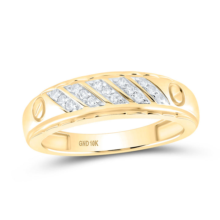 10kt Yellow Gold Mens Round Diamond Wedding Band Ring 1/5 Cttw 10 Daisy Joyeria