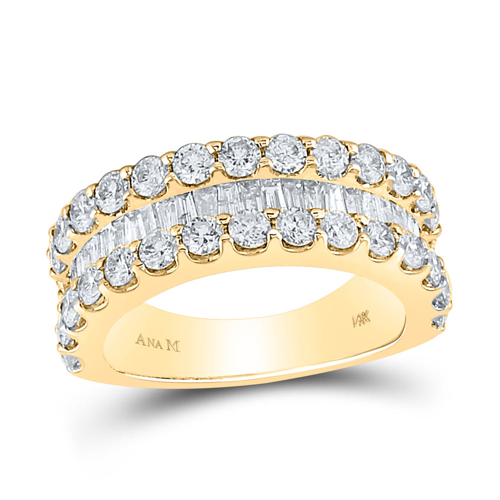 14kt Yellow Gold Womens Baguette Diamond Anniversary Ring 2-5/8 Cttw 7 Daisy Joyeria