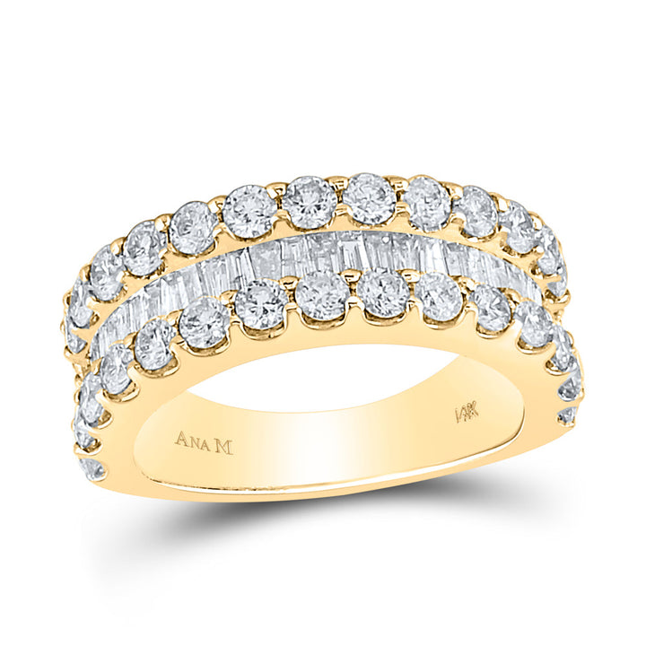 14kt Yellow Gold Womens Baguette Diamond Anniversary Ring 2-5/8 Cttw 7 Daisy Joyeria