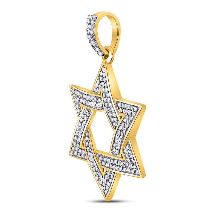 10kt Yellow Gold Mens Round Diamond Magen Star of David Charm Pendant 1/2 Cttw Daisy Joyeria