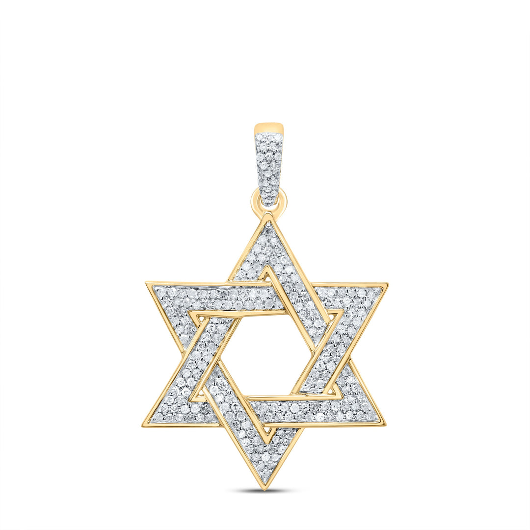10kt Yellow Gold Mens Round Diamond Magen Star of David Charm Pendant 1/2 Cttw Daisy Joyeria